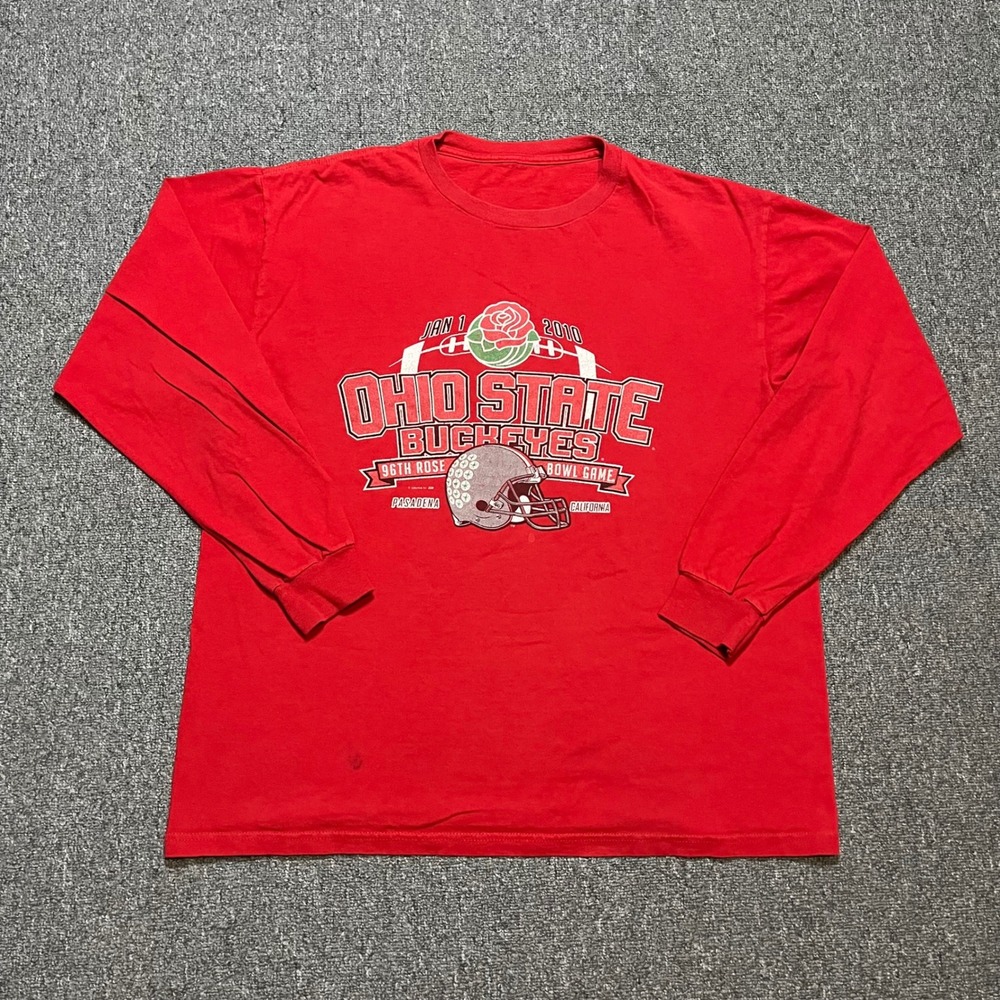 Ohio State Buckeyes 2010 Rose‎ Bowl Game Long Sleeve Graphic T-Shirt Red